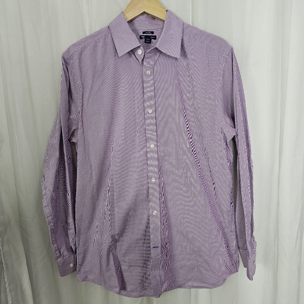 Gap Men's Original Fit Purple White Pinstripe Dress Shirt Size Large